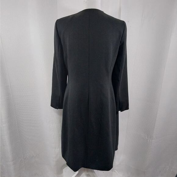 SHARAGANO NOIR! RICH BLACK UKTRA LONG, GOLD FRONT FOCAL POINT JACKET! SZ 10 - Picture 8 of 14